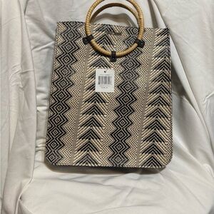 NWT Black and Cream Patterned Tote Bag